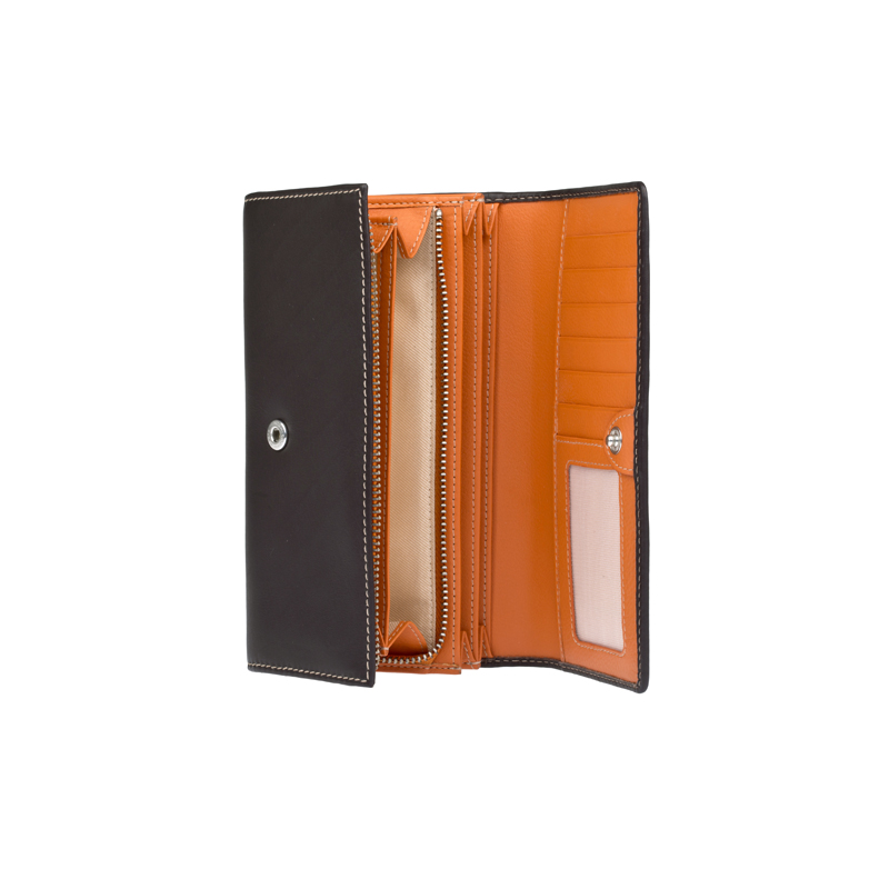 DÁMSKÁ KOŽENÁ PENĚŽENKA ELA /ORANŽOVÁ TMAVĚ HNĚDÁ