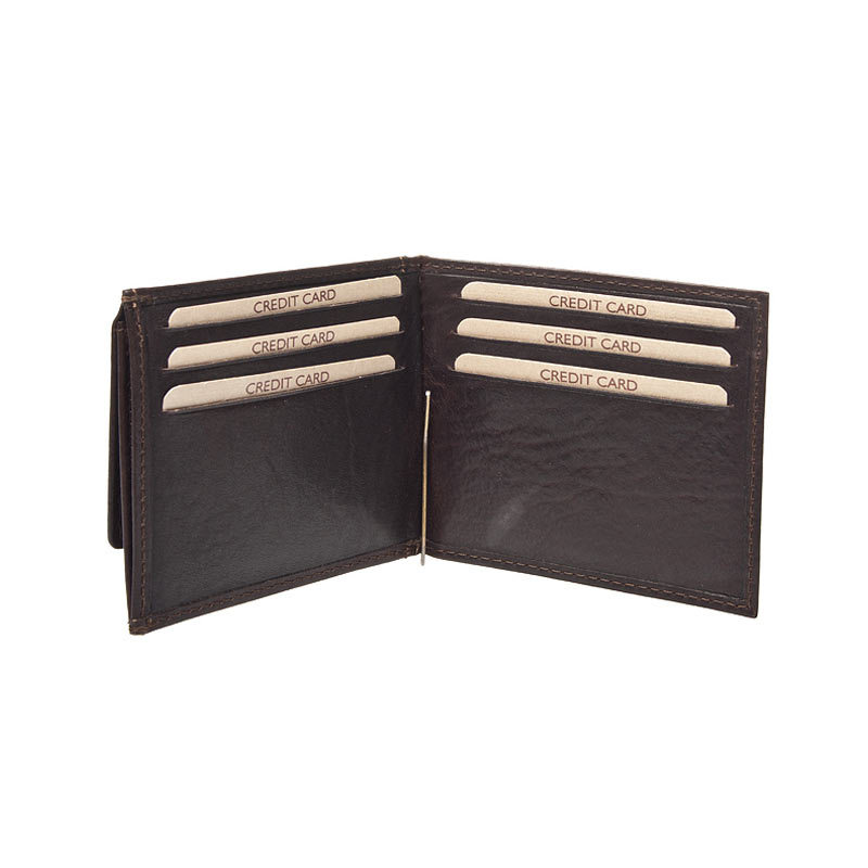 KOŽENÁ PENĚŽENKA DOLAROVKA RENE TMAVĚ HNĚDÁ