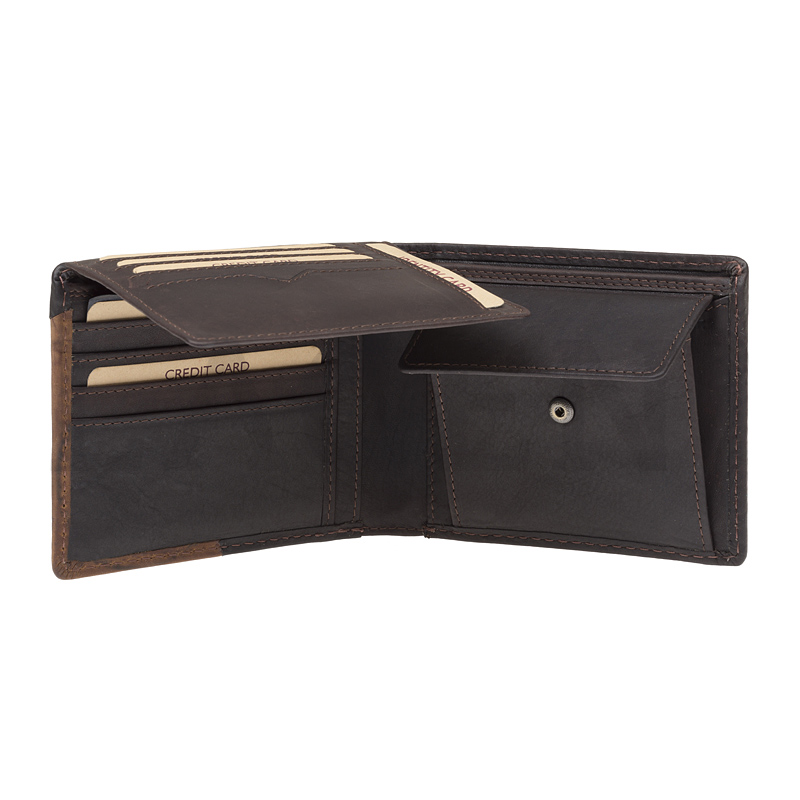 PÁNSKÁ KOŽENÁ PENĚŽENKA THEODOR TMAVĚ HNĚDÁ