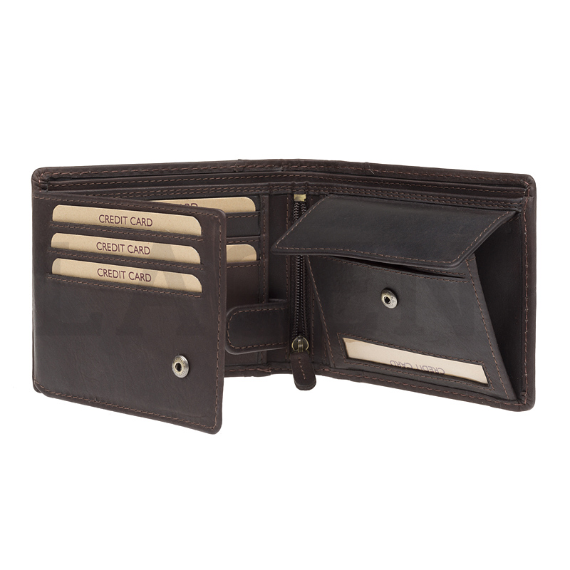 PÁNSKÁ KOŽENÁ PENĚŽENKA TOBIAS TMAVĚ HNĚDÁ