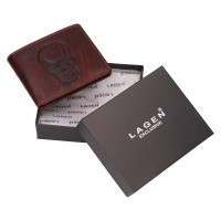 PÁNSKÁ KOŽENÁ PENĚŽENKA SKELETON MOTIV HNĚDÁ