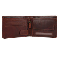 PÁNSKÁ KOŽENÁ PENĚŽENKA SKELETON MOTIV HNĚDÁ