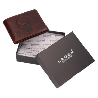 PÁNSKÁ KOŽENÁ PENĚŽENKA SKELETON MOTIV HNĚDÁ