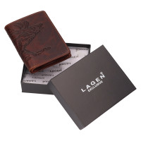 PÁNSKÁ KOŽENÁ PENĚŽENKA DEER MOTIV HNĚDÁ