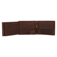 PÁNSKÁ KOŽENÁ PENĚŽENKA SKELETON MOTIV HNĚDÁ