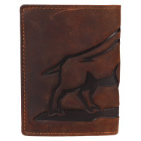 PÁNSKÁ KOŽENÁ PENĚŽENKA BULL MOTIV HNĚDÁ