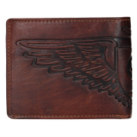 PÁNSKÁ KOŽENÁ PENĚŽENKA WINGS MOTIV HNĚDÁ