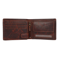 PÁNSKÁ KOŽENÁ PENĚŽENKA WINE MOTIV HNĚDÁ