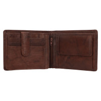 PÁNSKÁ KOŽENÁ PENĚŽENKA ROBERT TMAVĚ HNĚDÁ