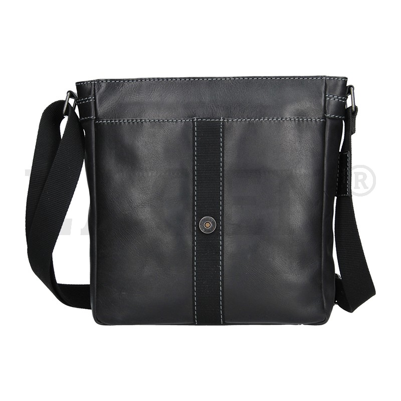 Taška přes rameno 22420-černá; šedé šití - BLK