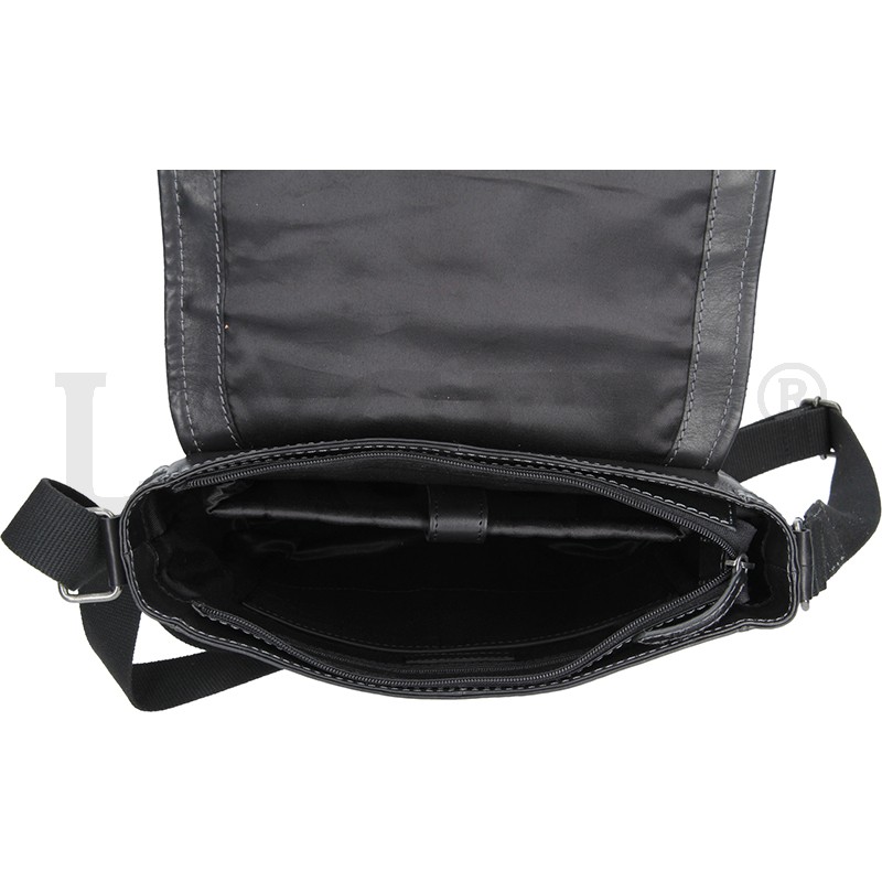 Taška přes rameno 22420-černá; šedé šití - BLK