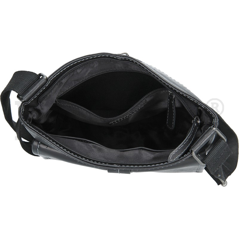 Taška přes rameno 22421-černá; šedé šití - BLK