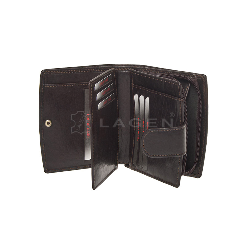 DÁMSKÁ KOŽENÁ PENĚŽENKA LEONA TMAVĚ HNĚDÁ