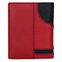pánská peněženka kožená LG-1813 - červená/černá - RED/BLK