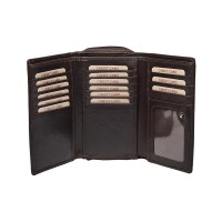 dámská peněženka kožená HT-32/T-tmavě hnědá - D.BRN