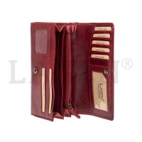 dámská peněženka kožená 6011/T - červená s černou všivkou RED/BLK