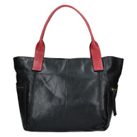 Dámská kabelka kožená 21046 - černá/červená - BLK/CARDI