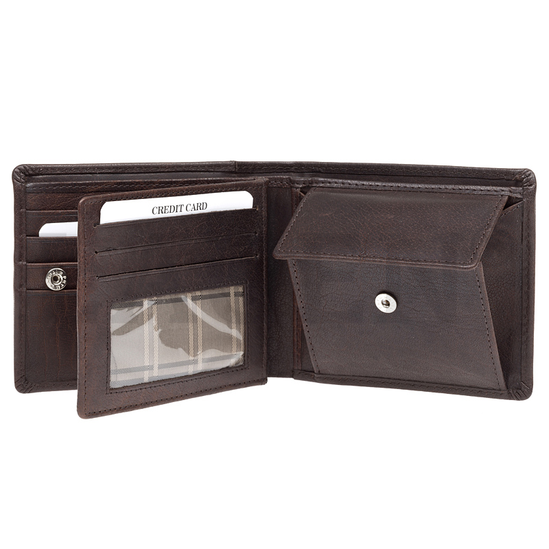 pánská peněženka kožená LA-10210 - tmavě hnědá - D.BRN