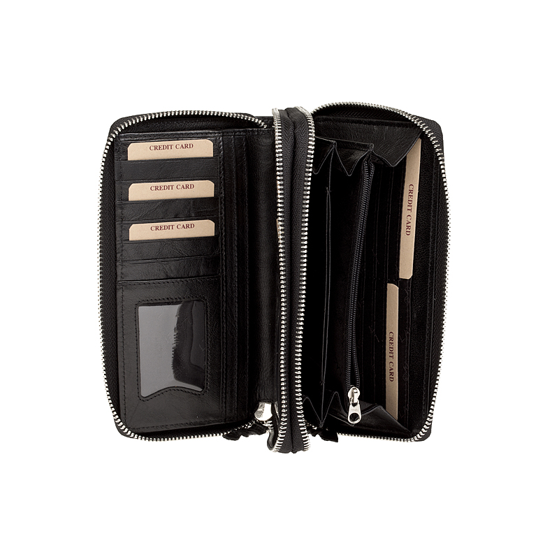 dámská peněženka kožená LN-55594-M1-černá - BLK