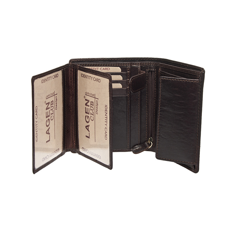 PÁNSKÁ KOŽENÁ PENĚŽENKA MAGNUS TMAVĚ HNĚDÁ