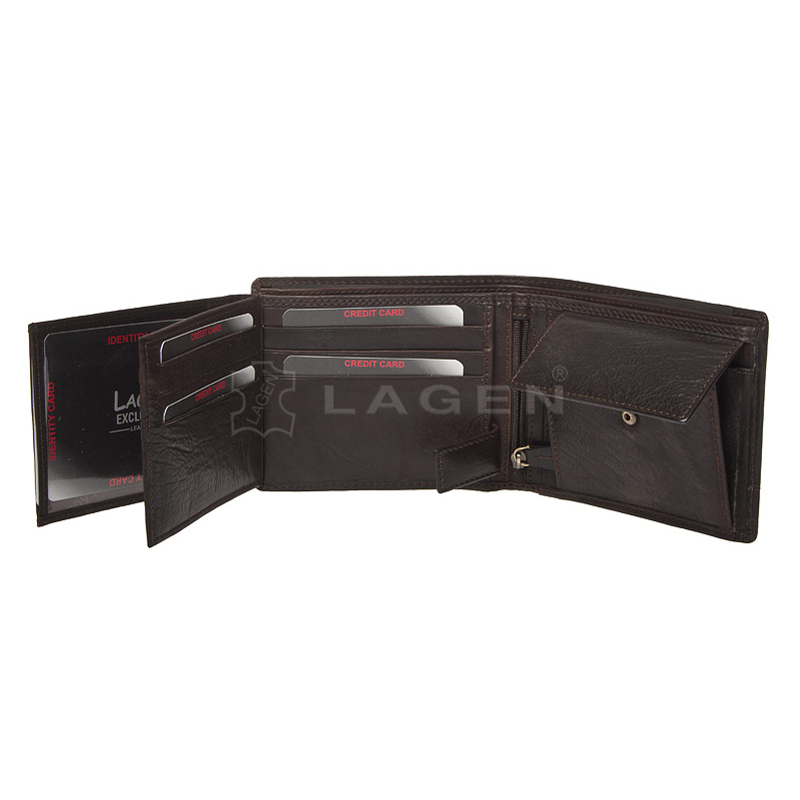 PÁNSKÁ KOŽENÁ PENĚŽENKA RUBEN TMAVĚ HNĚDÁ